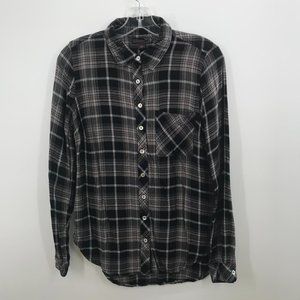 JW STYLE PLAID LONG SLEEVE BUTTON DOWN
